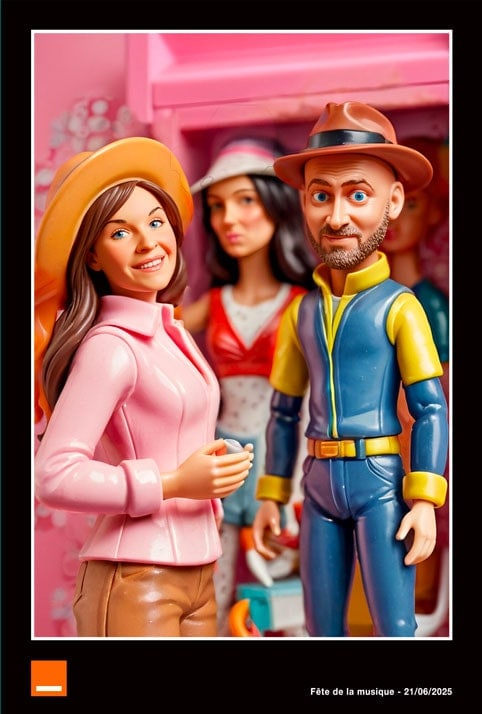 Borne photo IA au cours d'un team building. Les participants se transforment en personnage Playmobil.