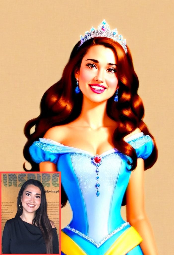 Photobooth IA est une animation photo IA pour vos événements professionnelles et privés.Transformation de la participante en princesse Disney.