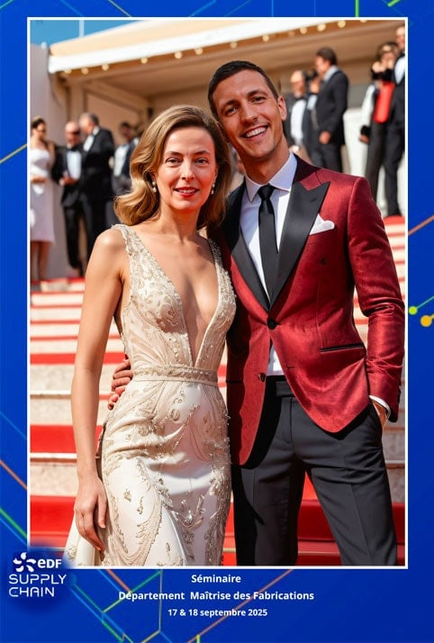 Photobooth IA ou Borne Photo IA pour votre lancement de produit. Thème illustré : Festival de Cannes.