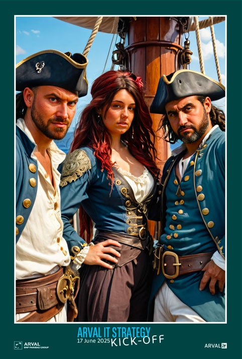 Photobooth IA pour une soirée d'entreprise. Thème choisi: Pirates.