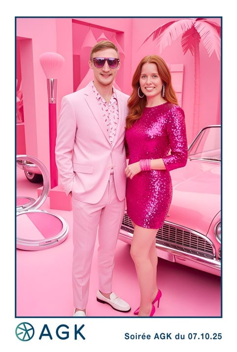 Photobooth IA pour vos soirées à thème événementielles.Thème illustré Barbie.